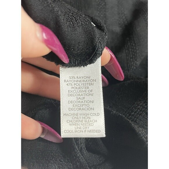 Ann Taylor LOFT Black Boho Dress Quarter Sleeve Large - Picture 8 of 8